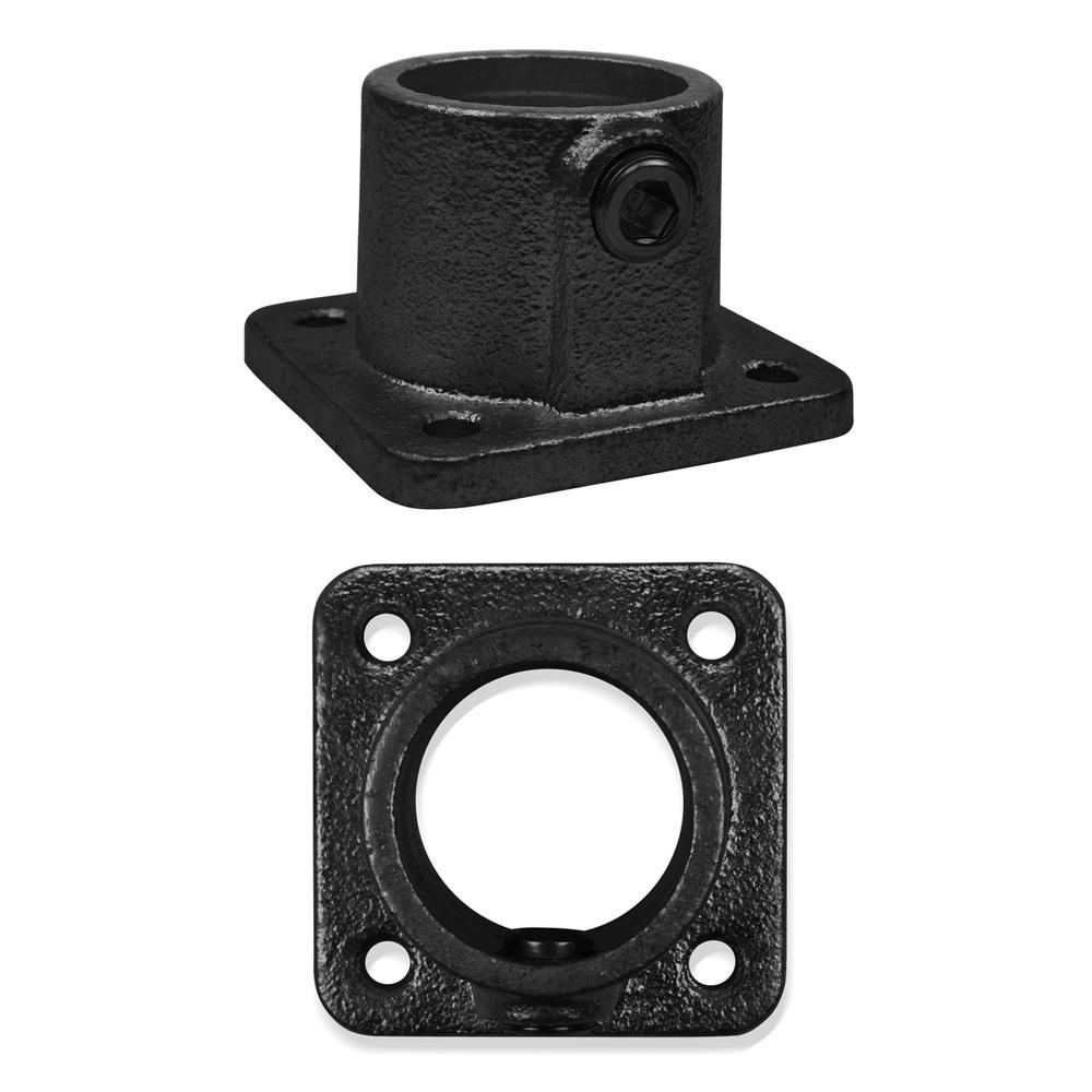 Doos Vierkante voetplaat met doorloop - zwart-C / 33,7 mm (50 stuks)